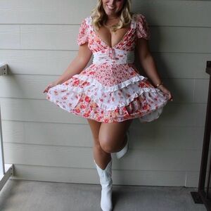 Altar’d State Aderny Floral Patchwork Dress in Mauve sz M